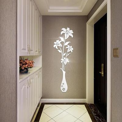 Mirror Wall Decals - 3D Flower Wall Stickers Murals for Living Room Bedroom,DIY Walls Decor for TV Background and Sofa Backdrop