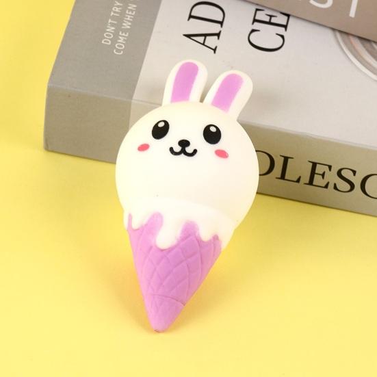 Bunny Ice Cream Squeeze Toy Stress Relief Ice Cream Cone Sensory Toy Home Office Worker Soft Stretchy Food Fidget Toy
