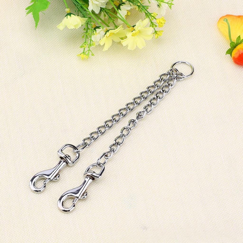 Stainless Steel Double Coupler 2 Way Safety Chain Leash for Two Pet Dogs Walking