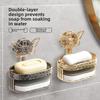 1PCS Punch-free Butterfly Suction Cup Soap Box Double-layer Soap Drain Storage Rack Kitchen and Bathroom Wall-mounted Soap Box