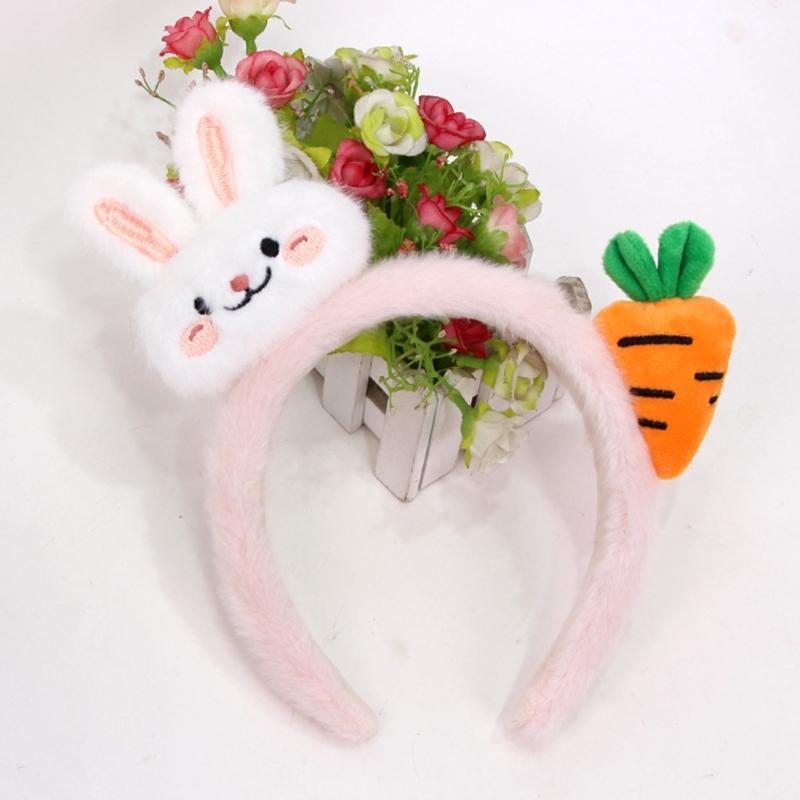 Rabbits Carrot Ear Headbands For Kids Soft Plush Hair Accessory Cute Animal Theme Party Costume Decoration
