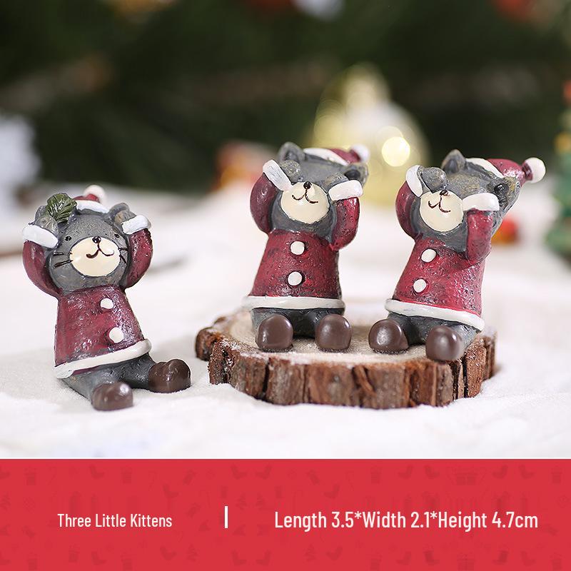 Creative Zakka Christmas Handmade Cute Resin Animal Ornaments for Home, Car, or Desk Decoration
