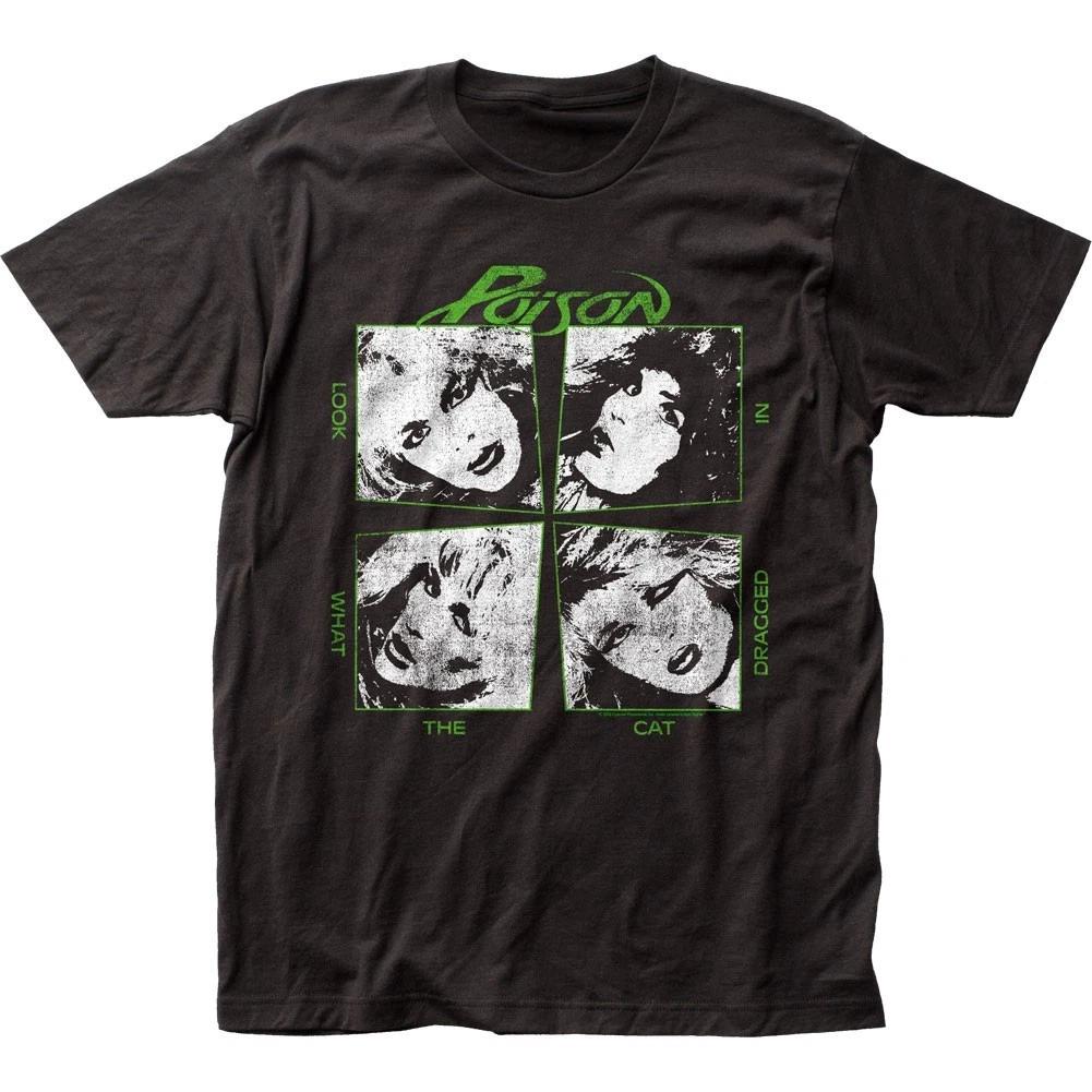 Poison Look What The Cat Dragged In Mens T T-Shirt Music Classic Rock Band Black S