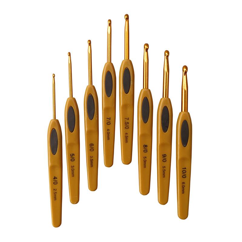 Knitting Tools Plastic Handle Sweater Needle Brown Soft Leather Aluminum Crochet