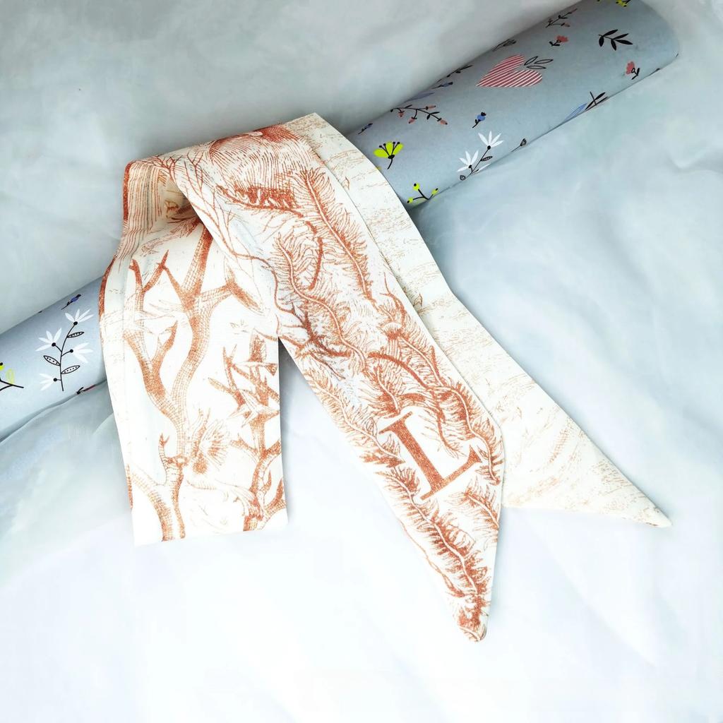 Fashion Skinny Scarf Women Luxury Letter Printing Tie Bag Handle Ribbon Hair Band Women's Headscarf New Lady Design Silk Scarves