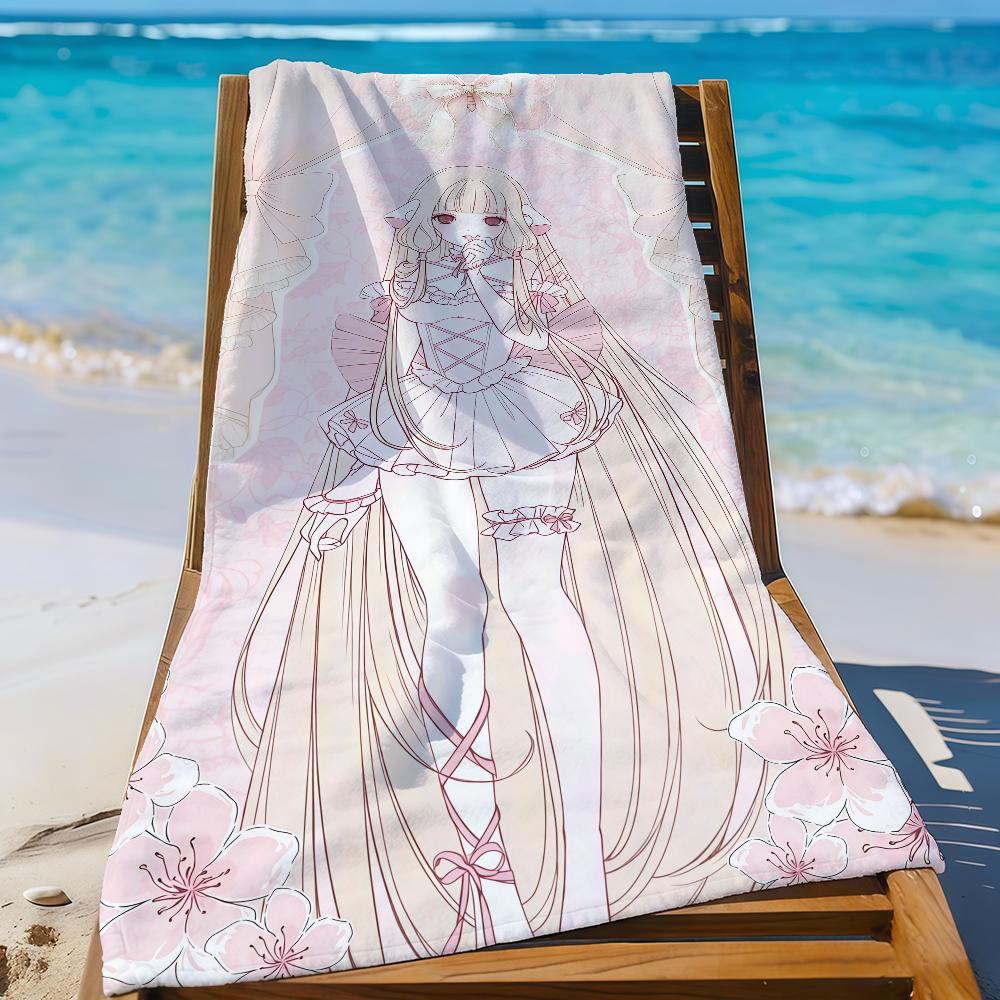 Anime C-Chobits Cute Chii Towel Sports Quick Dry Travel Camping Gear Sandproof Soft Light Large Beach Towel