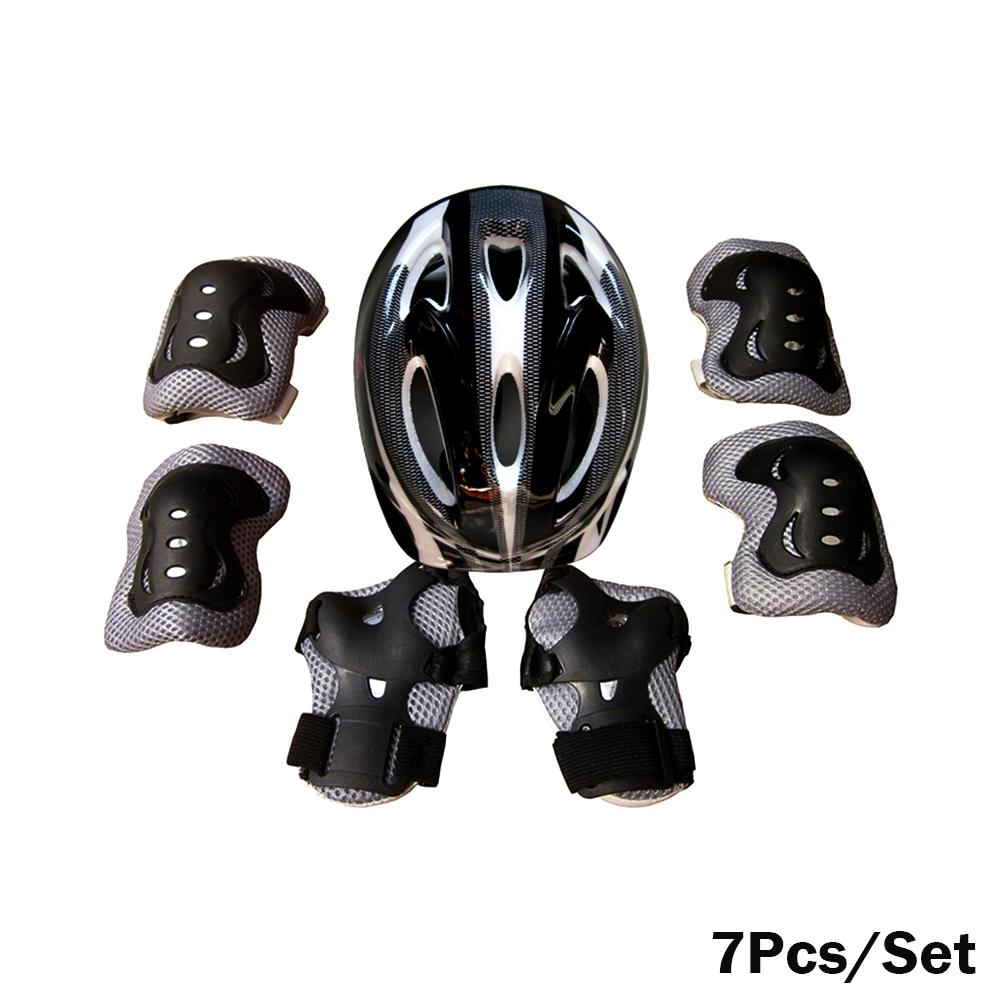 7 stk Sett Barn Gutter Jenter Hjelm Kne Håndleddsbeskytter Albuebeskyttere Barn Sykling Skøyter Sykkelhjelm Beskyttelse Beskytter
