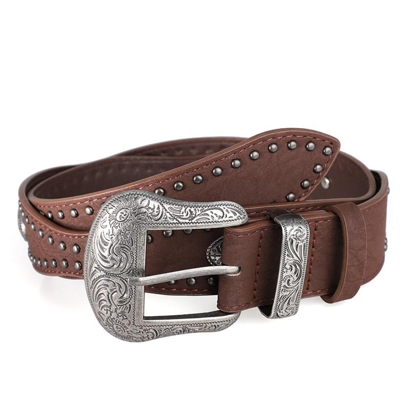 American Vintage Style Women's Belt with Y2k Design Sense, Decorative Trendy Engraved Rivets, Suitable for Skirt and Coat