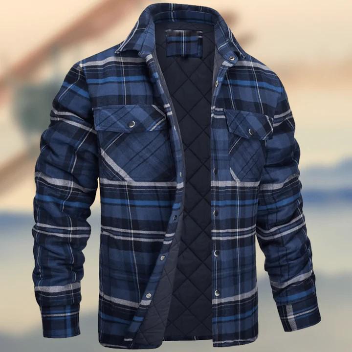 Men's Plaid Hooded Cotton Jacket: Thick, Long Sleeve, Loose-Fit for Autumn/Winter