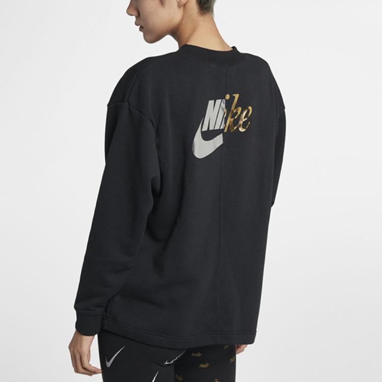 Nike Bright Logo Knit Crewneck Sweatshirt Women Sweatshirt Black AJ0093-010