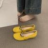 Inner Height Increase Mary Jane Shoes 2025 New Niche Design Metal Round Head Flat Shoes Evening Single Shoes
