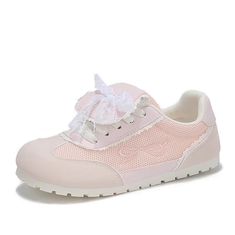 Kleine weiße Schuhe Damen Netzschuhe 2025 neu Sommer atmungsaktives Mesh weiche Sohle keine müden Füße Schnürung vielseitig zum Rock lässig