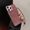 Custodia Lussuosa Bling in Pelle PU per iPhone 16 Pro Max 15 Plus 14 13 12 11 con Cinturino Diamantato Glitterata Antiurto Anti-Caduta