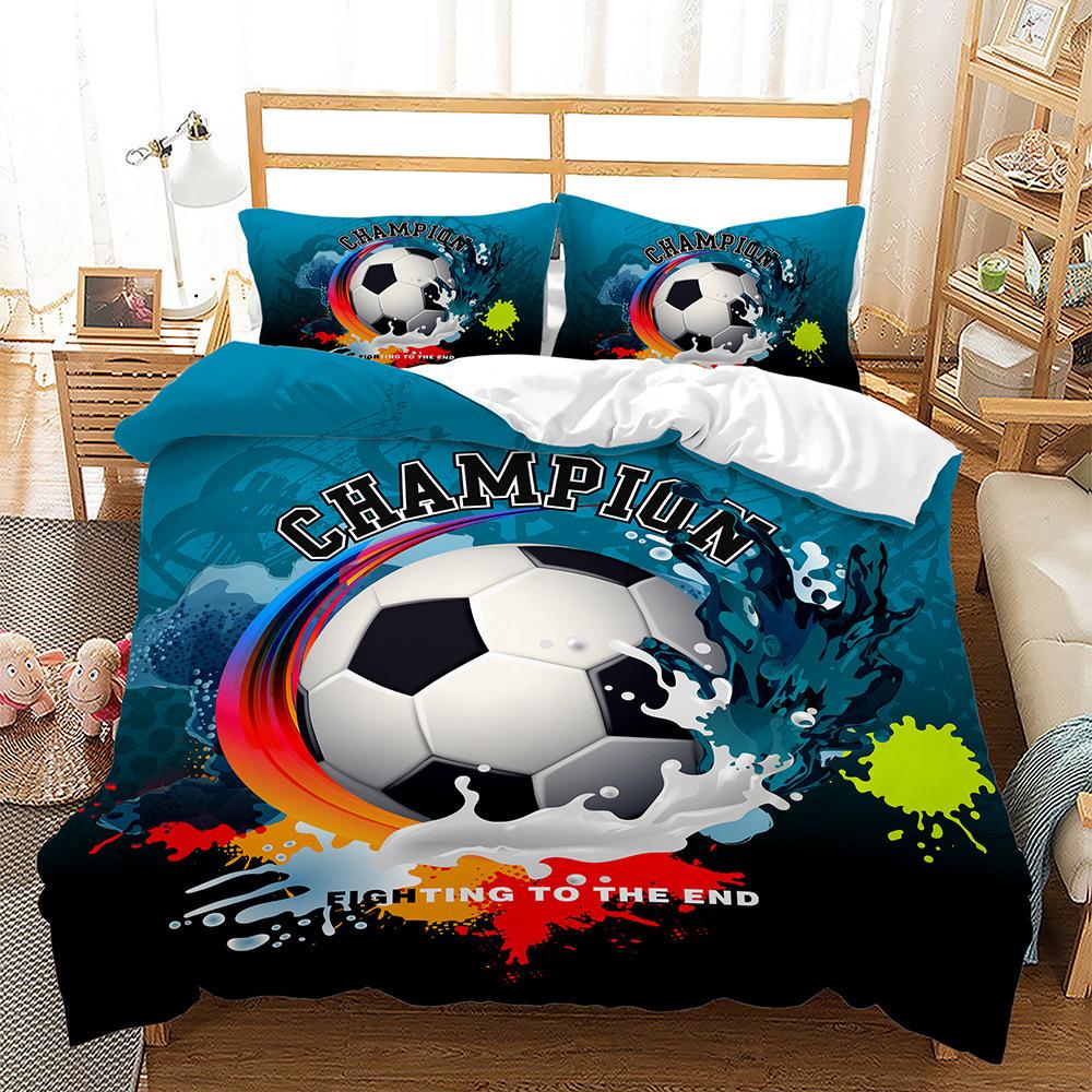Basketball Football 3D Digital Printed Bed Kit Three Piece Quilt Cover