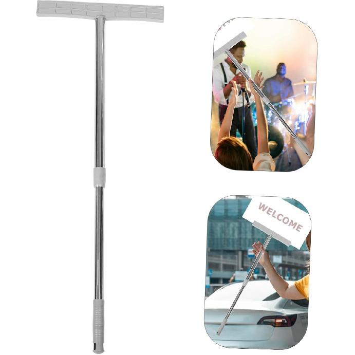STOBOK Stainless Steel Handheld Signs Holder For Airport Pick Up Tours And Events Easy Grip For Parades And Exhibition Silver