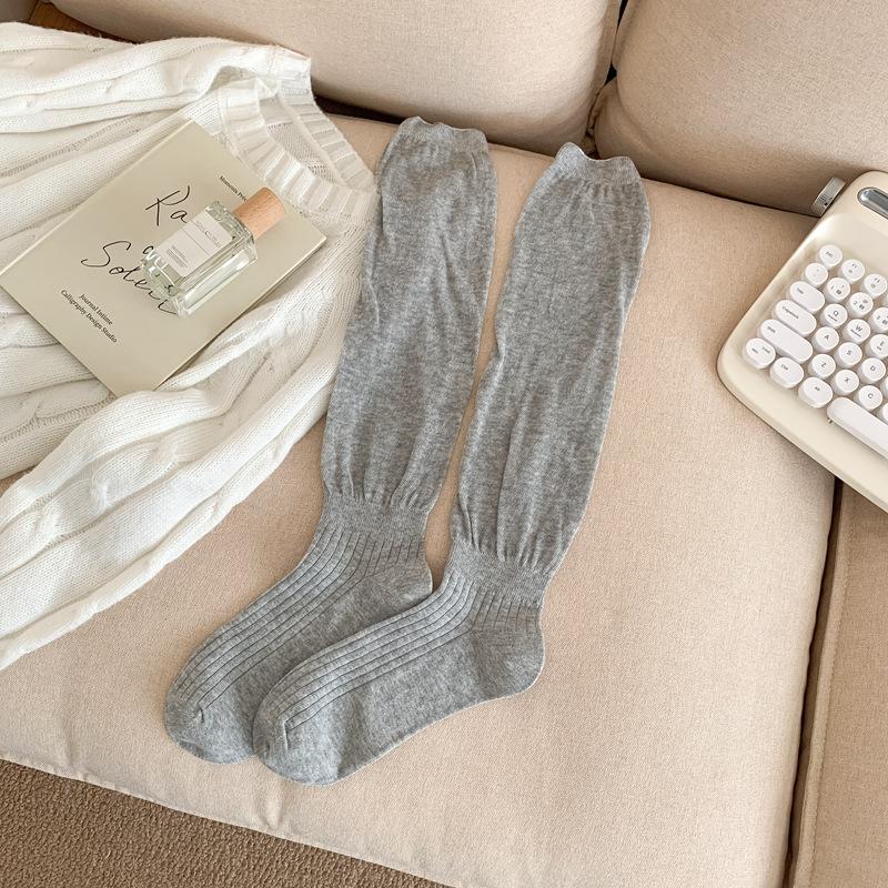 

Autumn Loose-Mouth Stockings Women S Japanese Jk Simple Wind Mid-Height Stacking Socks Miu Wind Knee Calf Socks One size fits all