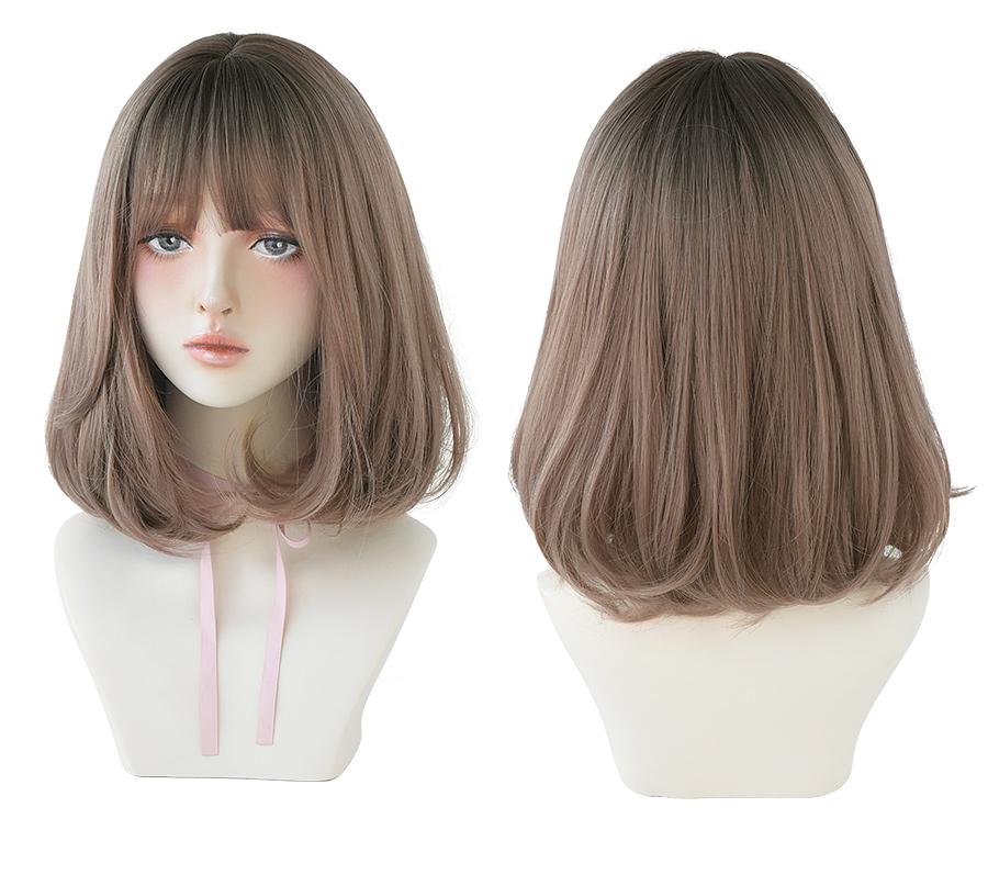 7jhh Wigs Natural Comfortable Synthetic Wig For Women Black Shoulder Straight Hair 14 Inch Fashion Hairstyle Wig