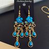 Vintage court gem set earrings long temperament bohemian earrings niche earrings women