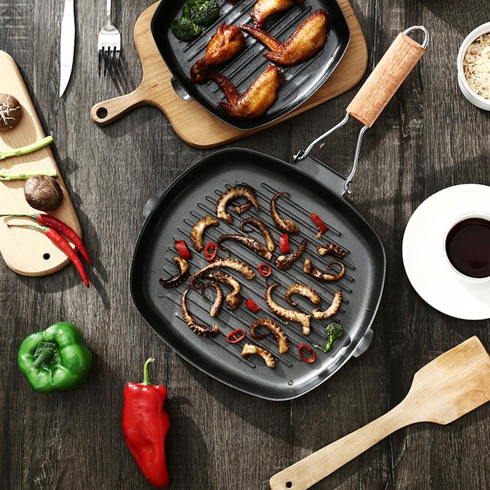 Folding Handle Frying Pan Nonstick Grilling Skillet Grill Pan  steak/Bacon/Meat/Fish