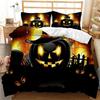 Cartoon Pumpkin Duvet Cover Gothic Halloween Skull Bedding Set Polyester Lantern Ghost Comforter Cover King For Boys Girls Decor
