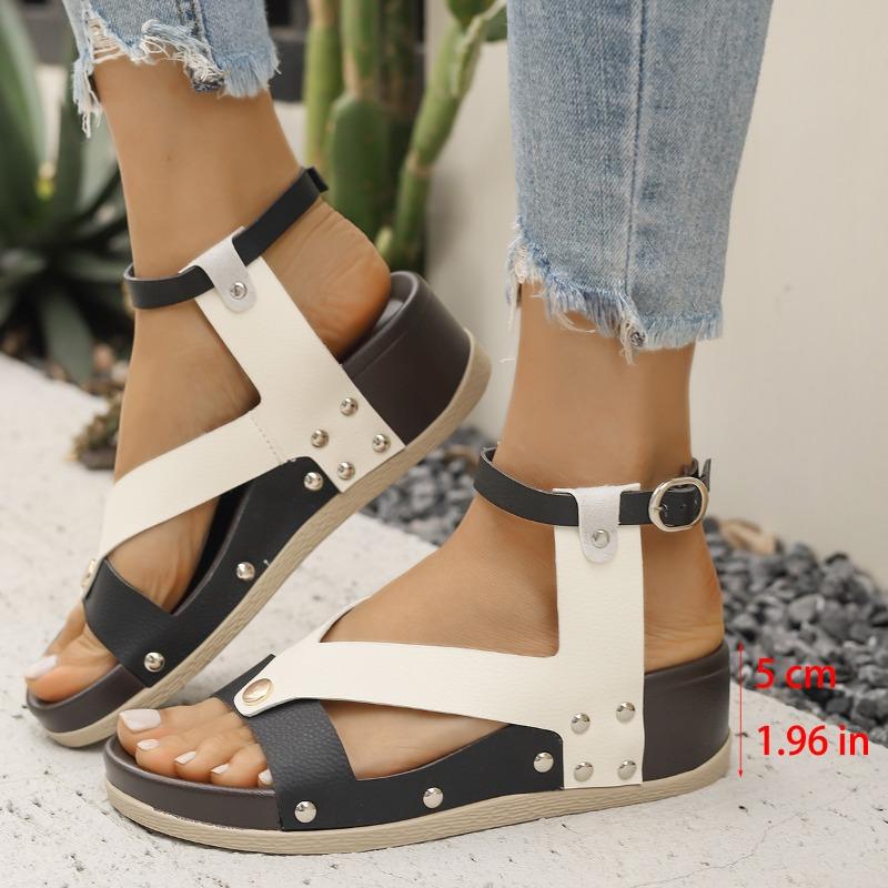 

Summer new fish mouth sandals women s fashion rivets large size rivets wedge sandals 43