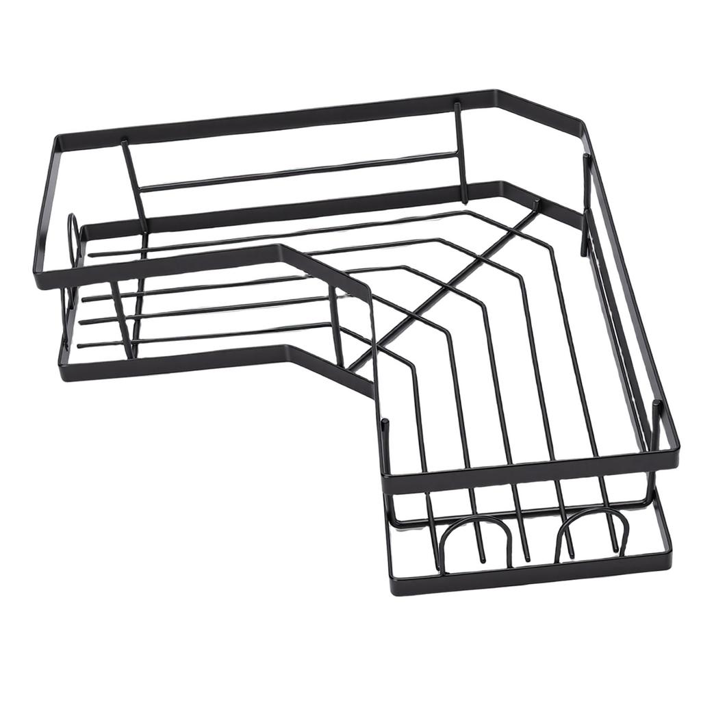 Corner Shower Shelf Wall Mounted Bathroom Organizer with Adhesive Hooks for Kitchen Toilets Living Rooms Black Small