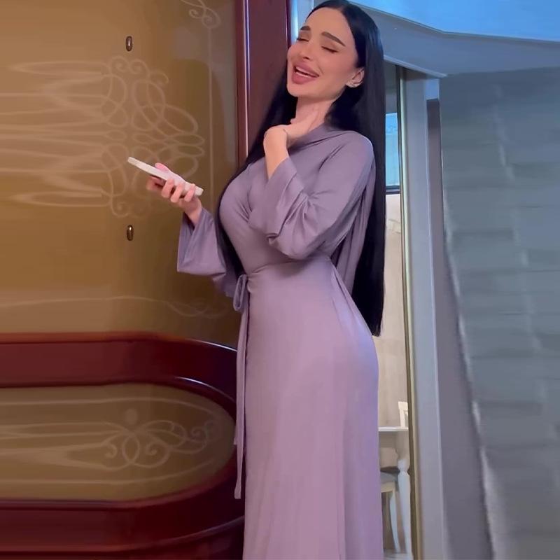 2024 Herbst Damen Pure Desire Stil Schnürkleid Schlankmachend Langarm