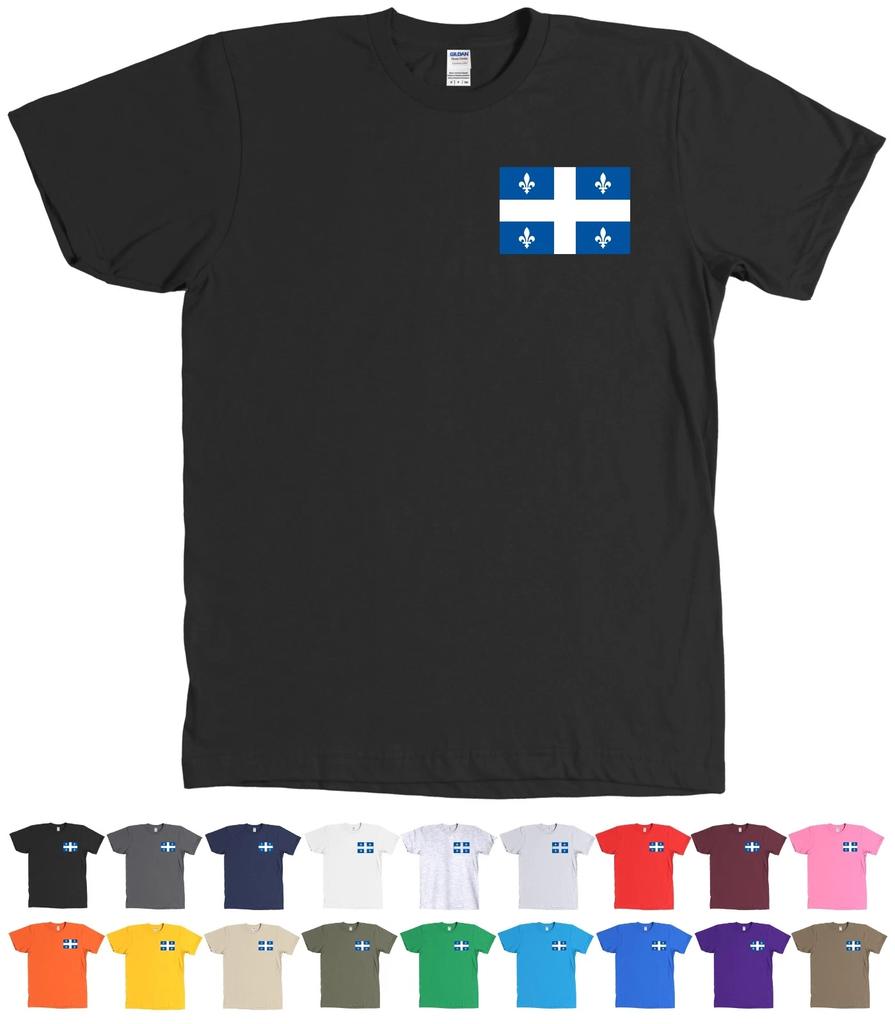 Québec Canada Flag T-Shirt Quebec Province Logo Chest Tee - MORE COLORS