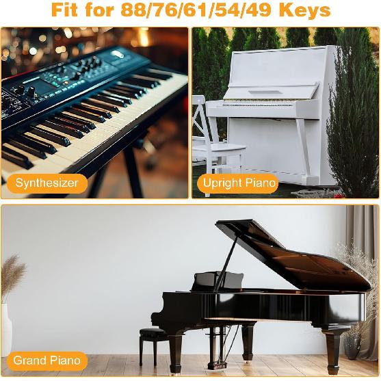 Piano Keyboard Stickers, Transparent Removable Piano Key Labels Stickers Notes Guide for 88/76/61/54/49 Keys Beginners and Kids Learning Piano