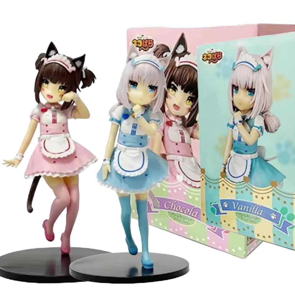 18cm nekopara anime figure kawaii girl chocolate cute action figure maid vanilla figurine pvc collection model doll toys gift
