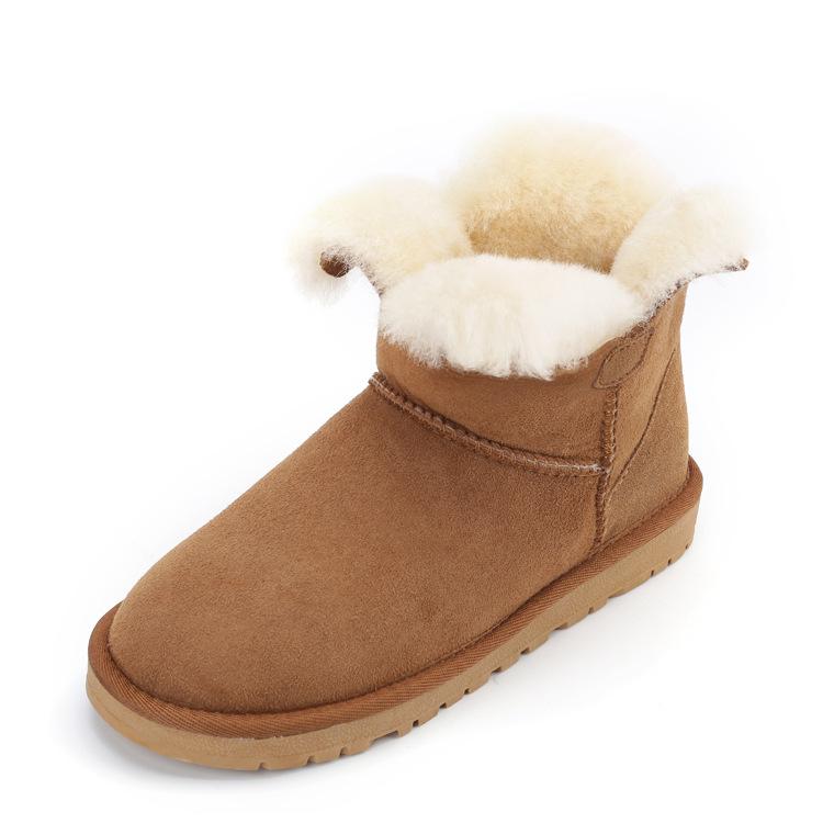 

Натуральная овчина 100% натуральный мех 2024 года Женская зимняя теплая обувь Ботинки на плоской подошве Повседневная женская обувь для отдыха Зимние ботинки 41 каштановый