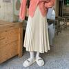 High-Waist Elastic A-Line Pleated Midi Skirt for Women - Autumn/Winter Hip-Covering Ins Style