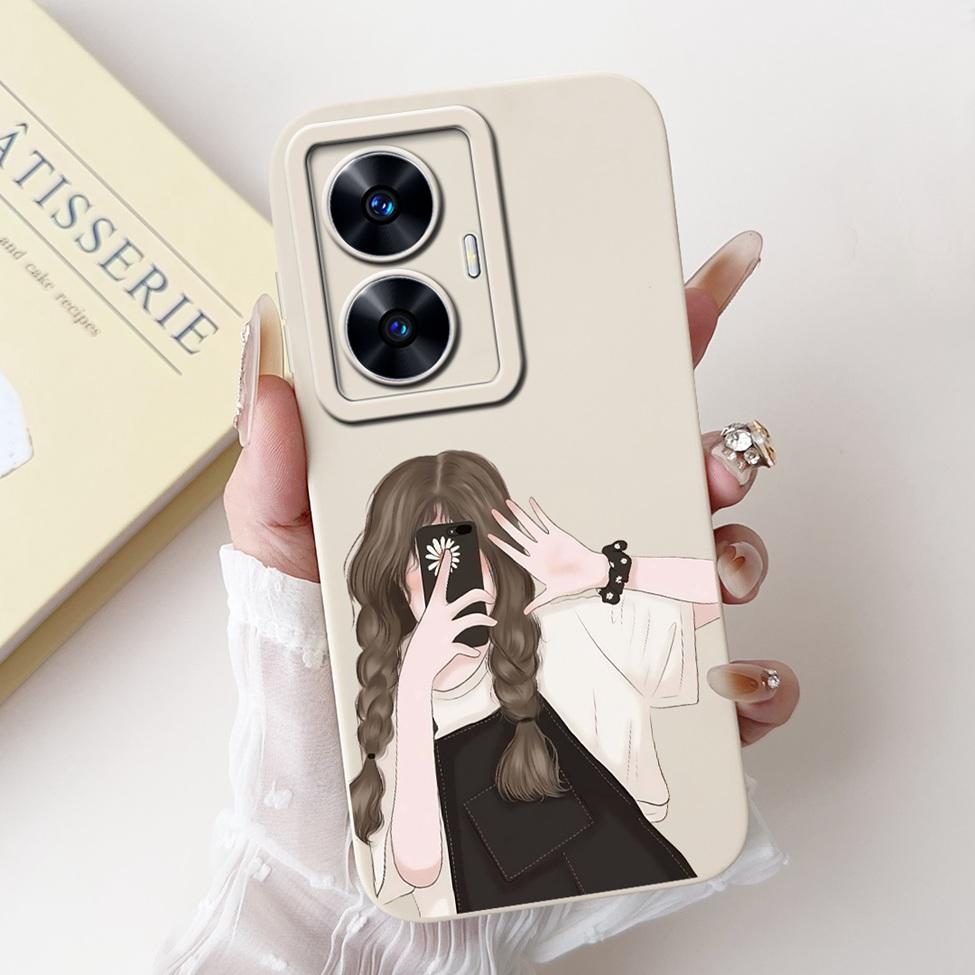 For Realme C55 Case RMX3710 Silicone Cute Cat Fashion Butterfly Flowers Love Painted Cover For Realme Narzo N55 Phone Case Funda