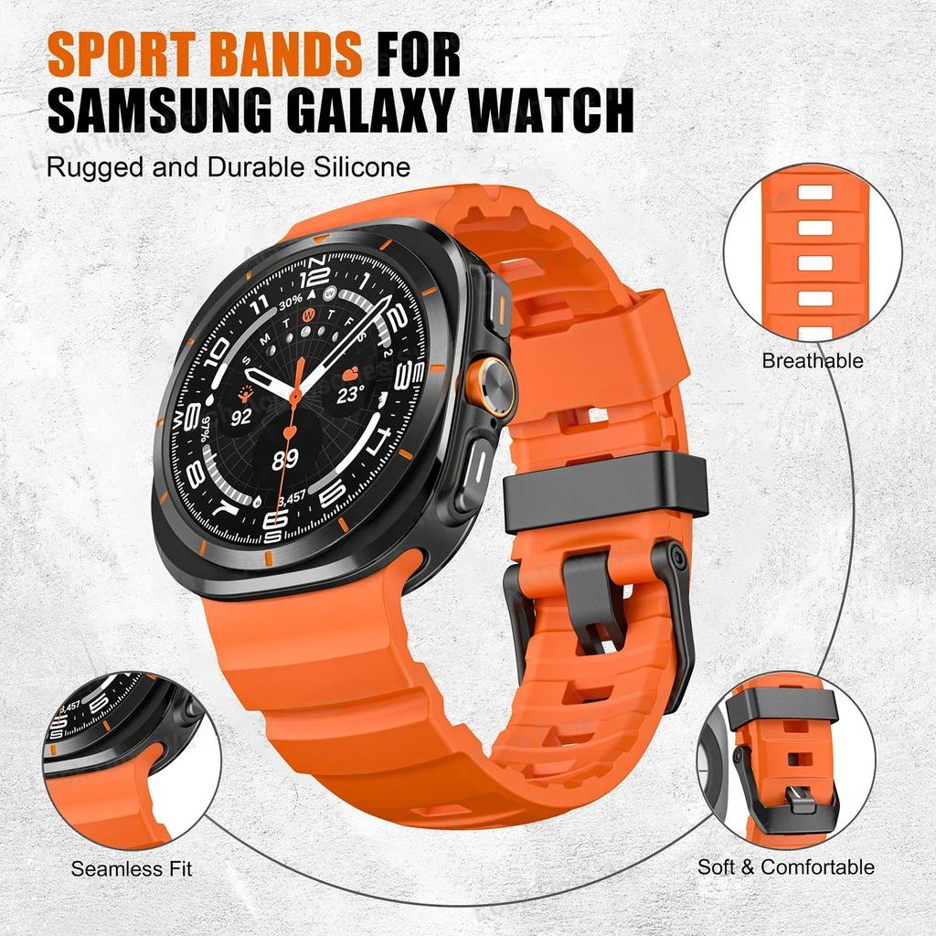 Miękki gumowy pasek do Samsung Galaxy Watch Ultra 47mm Pasek Męska sportowa bransoletka do Samsung Galaxy Ultra 47 Zakrzywione końcówki Pasek na nadgarstek