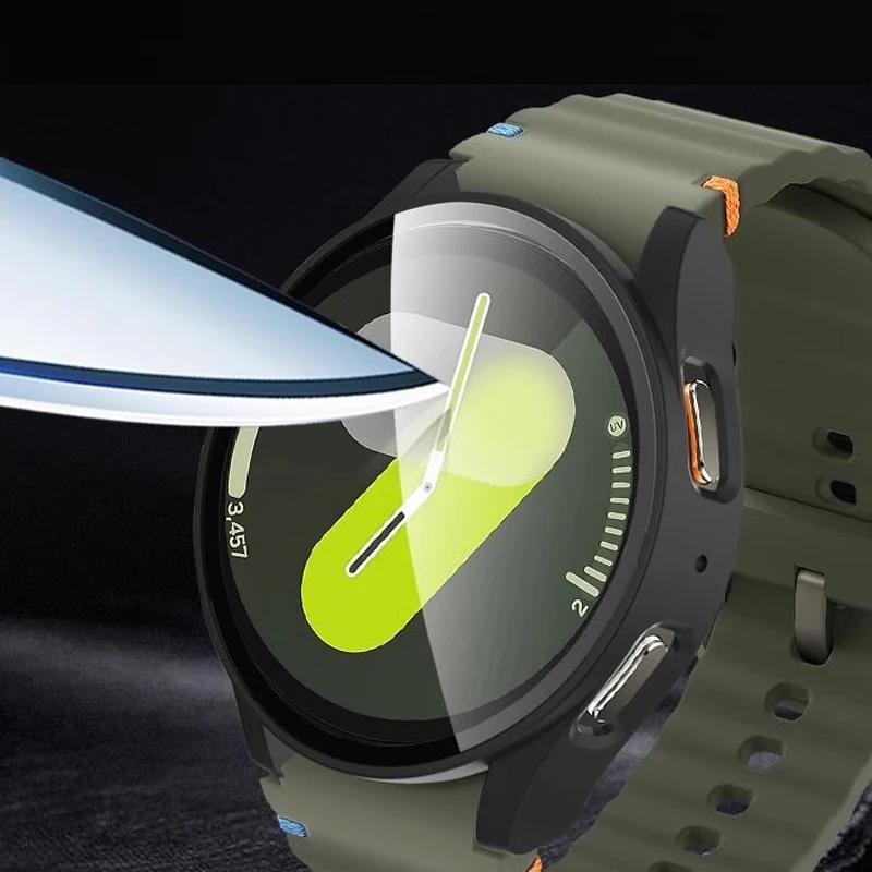 Glass+Case for Samsung Galaxy Watch 7/6/5/4 44mm 40mm Tempered cover Full PC bumper screen protector Galaxy watch FE Accessories