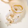 Classic Metal Starfish Shell Multilayer Bracelets Set for Women Handmade Rice Beaded Stackable Bracelets Vacation Jewelry Gift