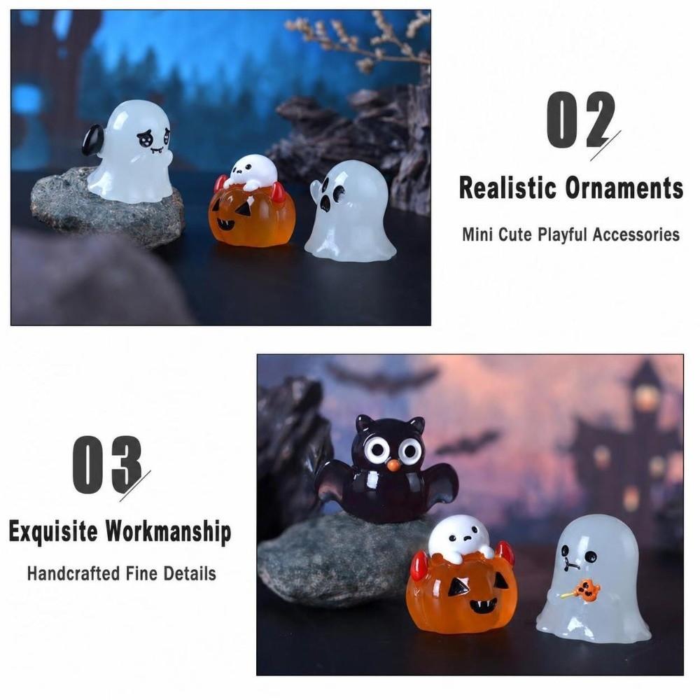 6pcs Set Glow In Dark Halloween Miniature Ornaments Glow In Dark Figurines  Party Decor