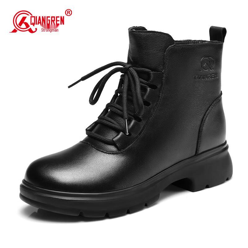 Qiangren Jihua 3515 Women s Wool-Lined Leather Martin Boots 39
