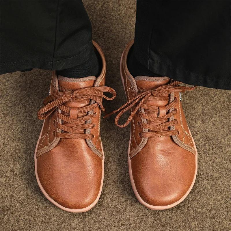 2025 SNORW Minimalist Shoes Unisex Wide Toe Barefoot Zero Drop Shoes Casual Leather Fashion Sneakers  Tenis Masculino