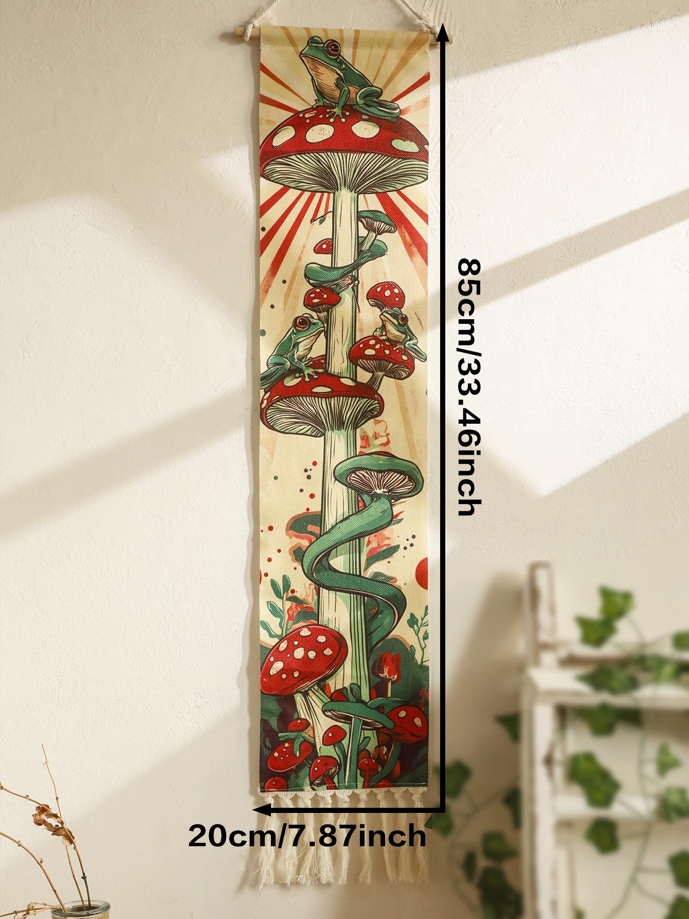 

1pc Boho Mushroom and Frog Tapestry Wall Hanging, Retro Jungle Art Decorative Tapestry Banner,Wall Decor for Living Room Bedroom