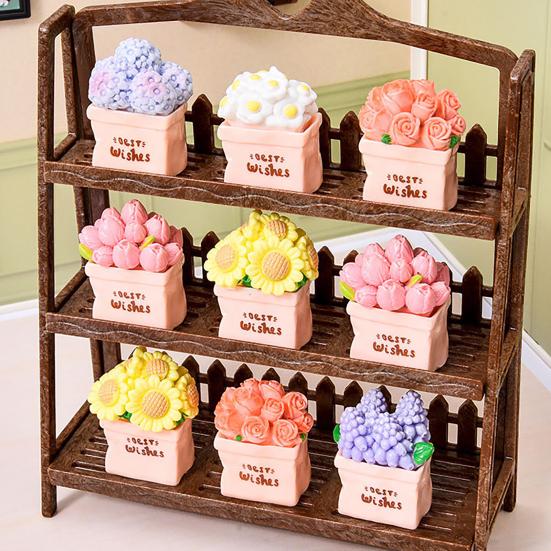 Miniature Potted Flower Mini Resin Artificial Bonsai Dollhouse Accessory Tiny Fairy Garden Ornaments for DIY Crafts