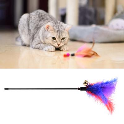 Funny Pet Kitten Cats Bell Feather Stick Teaser Playing Wand Plastic Rod Training Toy for Home