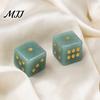 Tabletop Game Dice Natural Hand Carved Stone Dice, Mini Healing Faux Crystal Casual Night 6-Sided Golden Dots for Board Game, Casino Polished