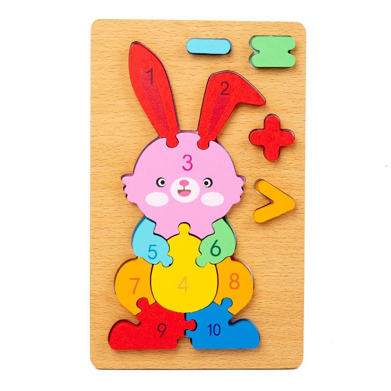 Wooden Early Education Cognitive Children Educational Toys Building Block Animal Traffic Shape Matching 3d Three-dimensional Puz