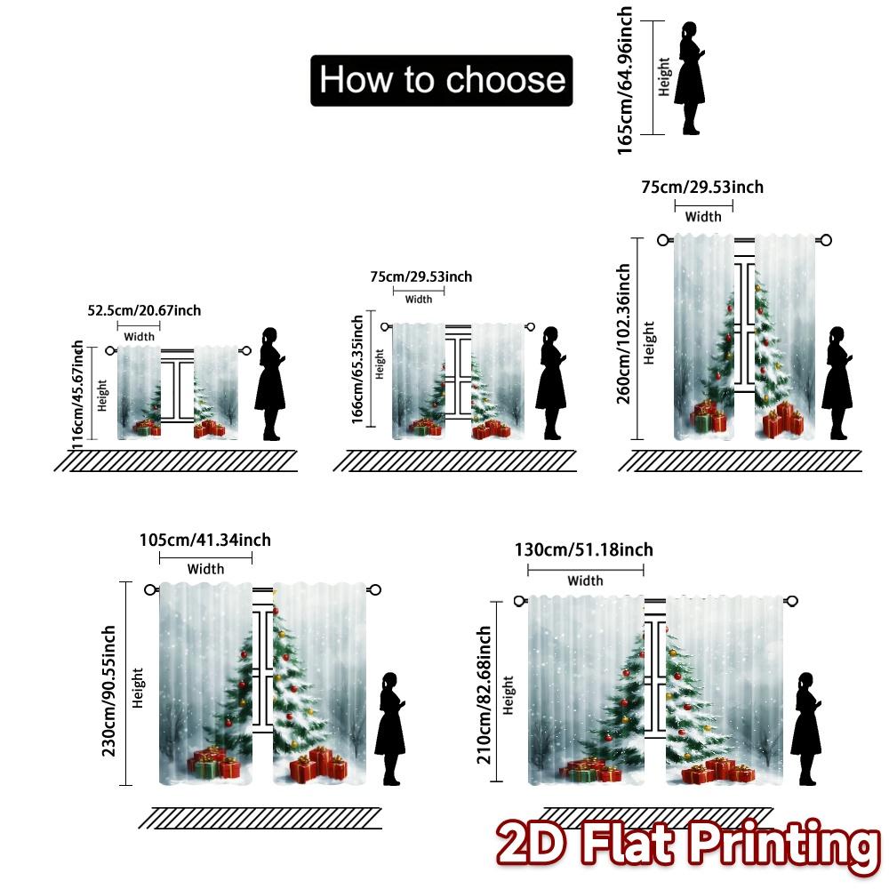 2pcs  Curtains Christmas Tree Snow Gifts_a (2) Pattern Modern Curtains Durable 100% Polyester Fabric Curtains Decorations Inside