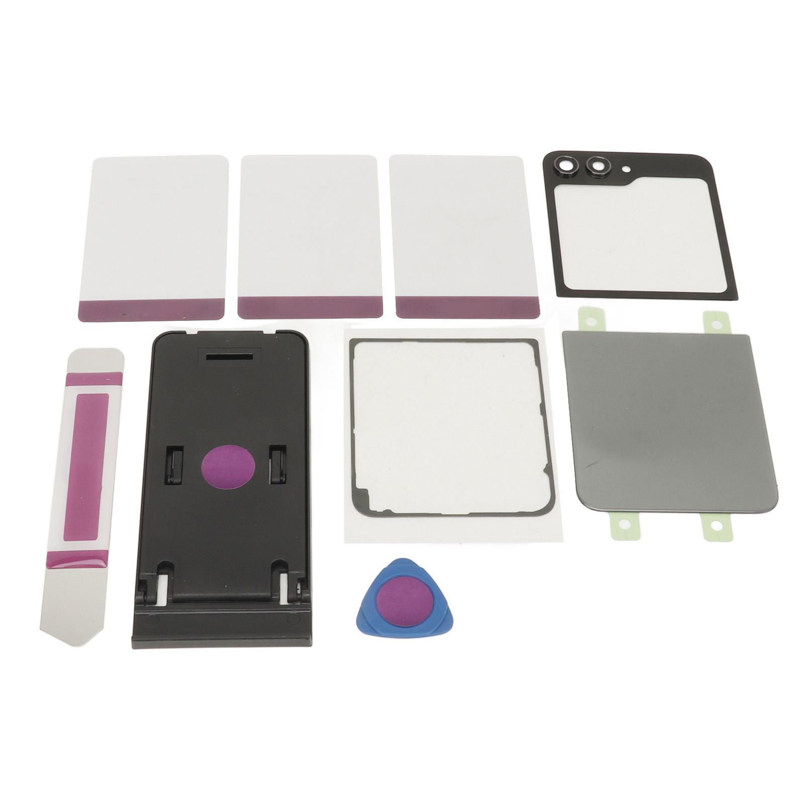 

Back Glass Replacement Back Cover Glass Housing Door with Pre Installed Tape Camera Lens Tools for Galaxy Z Flip 5 Z серый