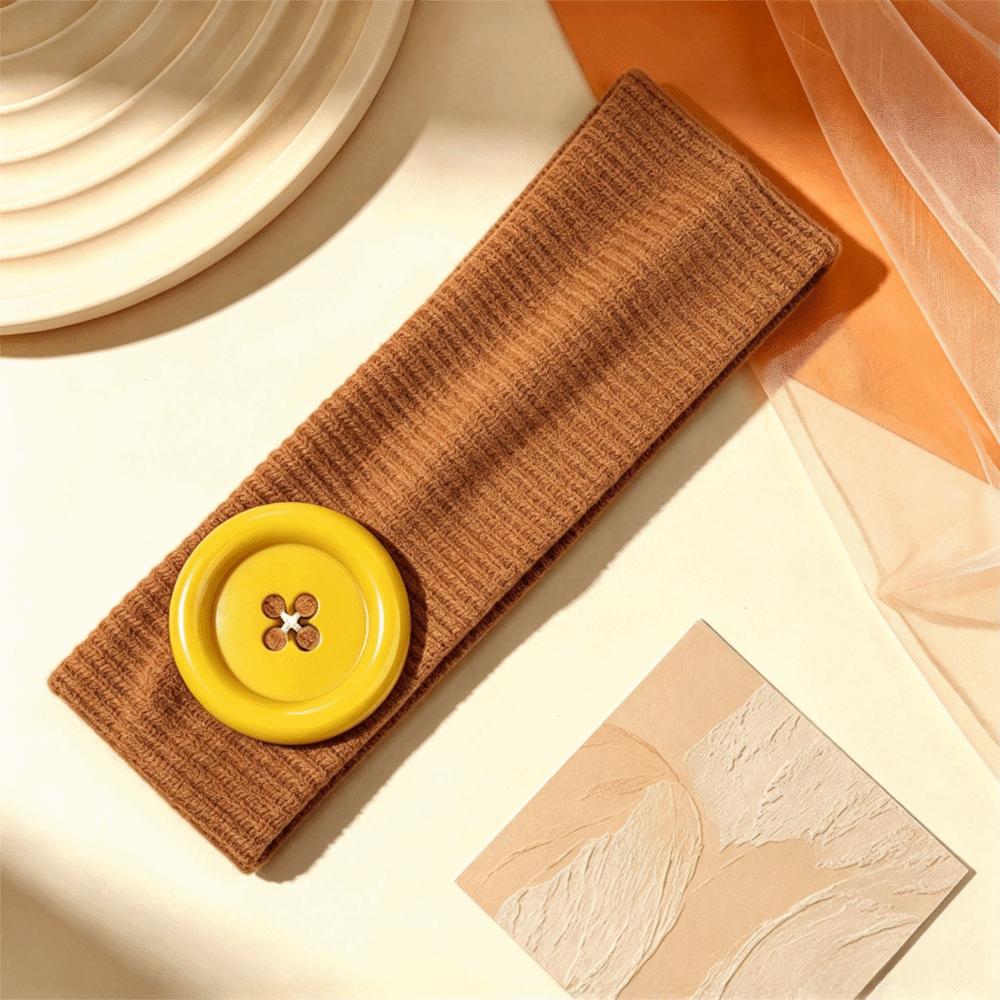 Elastic Button Headband Ribbed Knit Knit Turban Band New Head Wrap Daily Wear