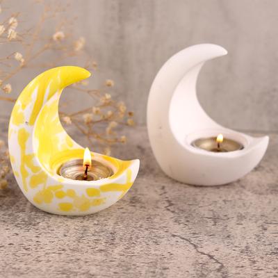 DIY Mond Gips Kerzenhalter 3D Mond Kerzentablett Silikonformen für DIY Zement Beton Kerzenständer Heimdeko Tischornament