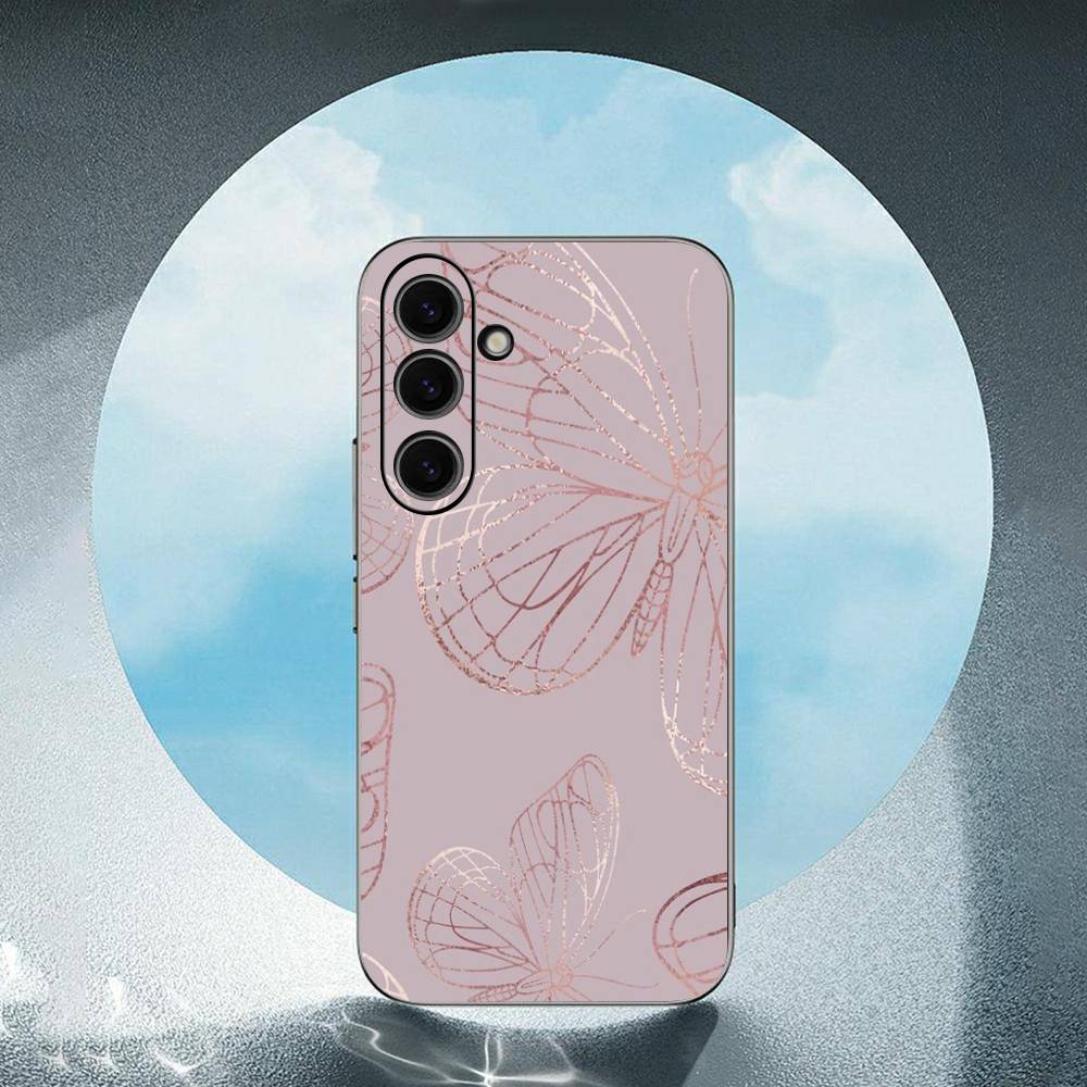 Gold Rose Love Heart Luxury Black Phone Case For Samsung Galaxy S23 S24 S25 Ultra S22 Plus S21