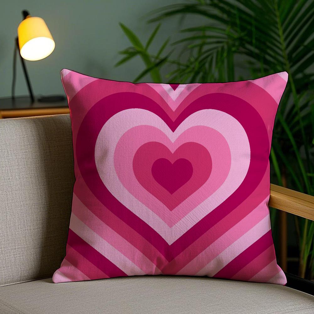 Sweet Love Cushion Cover Plush Fabric Soft Double-Sided Printed Invisible Zipper Sofa Pillow Case Home Decor